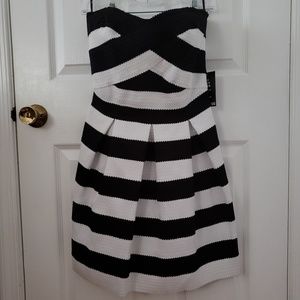 Express strapless scalloped edge mini dress